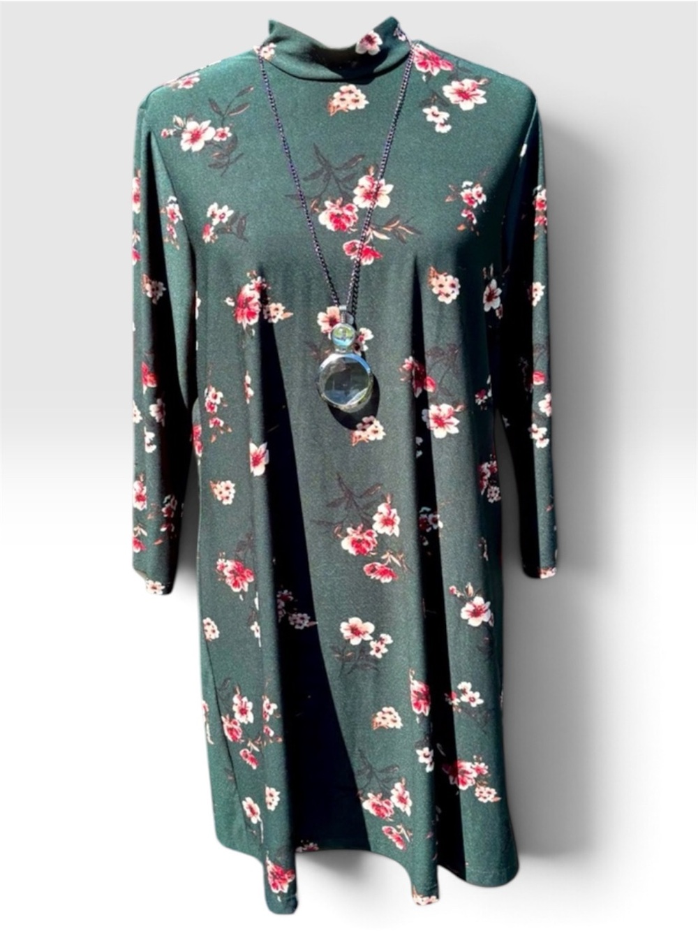 As U Wish Dark Green Floral Dress size Large
